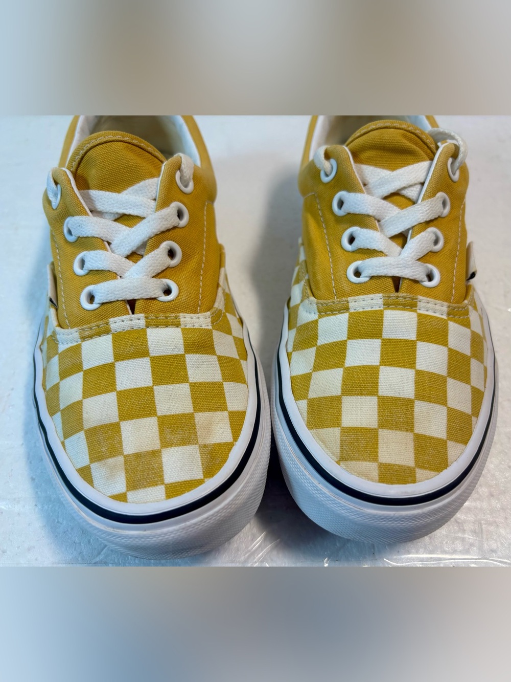 Vans Yellow and White Checkerboard Low Top Sneakers - Picture 8 of 14